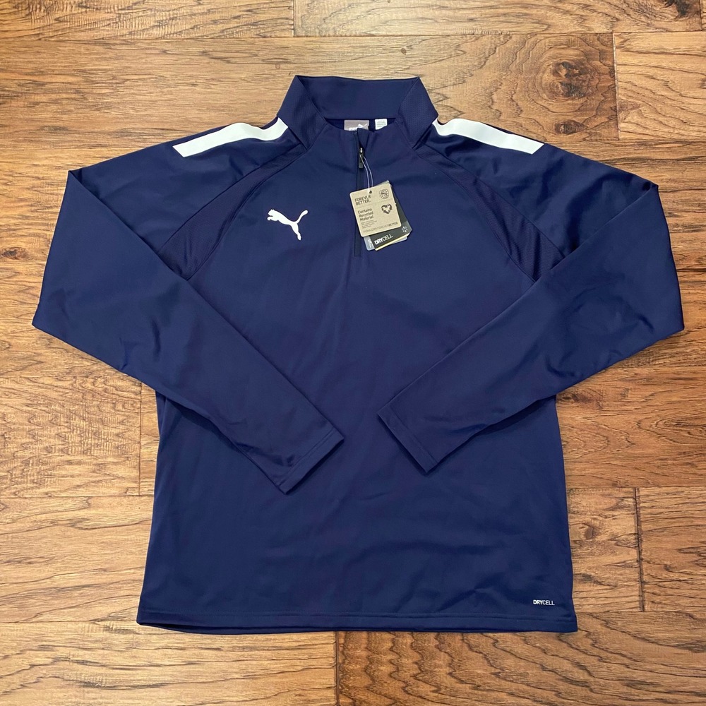 Puma DryCell Quarter Zip Pullover Mens XL Navy Blue Athletic Training Top NEW